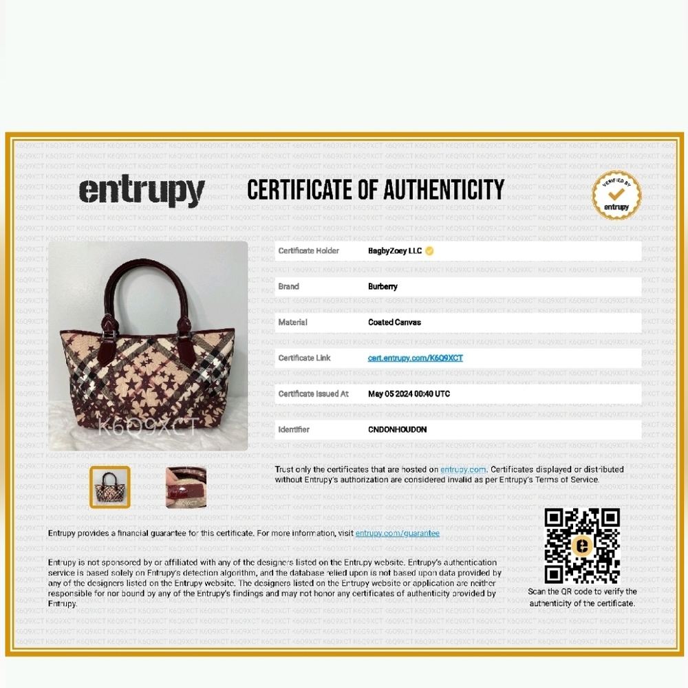 AI07❤️ BURBERRY Patent Supernova Check Stars Nickie Tote - Picture 14 of 14
